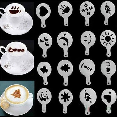 16 pcs/set Coffee Drawing Mold Printing Model