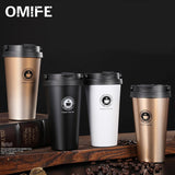 Omife 500ml Stainless Steel Cup Coffee Mug Travel Coffe Mugs Cafe Tea Cute Cups With Lid eco friendly Products For Gifts Office