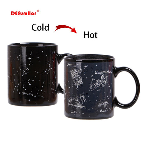 New 12 constellations Discoloration mugs,personalized shape Office Coffee Milk cup,Color Change Mug Creative cups Surprised Gift