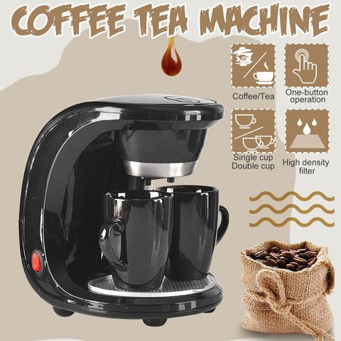 450W Auto Dual Cup Coffee Machine Electric Drip Coffee Maker