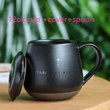 Black Brand Mug With Cover And Spoon 16oz 12oz